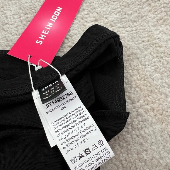 NWT Shein Black High Waisted Mesh Cutout Rave Dance Pants S/4 - Picture 9 of 9